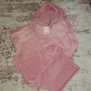 Juicy Couture Rose Velour Hoodie & Pants Set XL